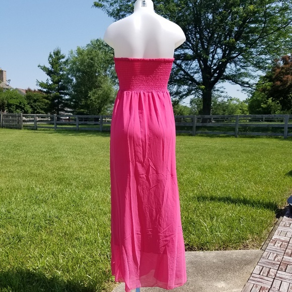 Strapless Chiffon Summer Dress Sz S/M - Picture 2 of 3